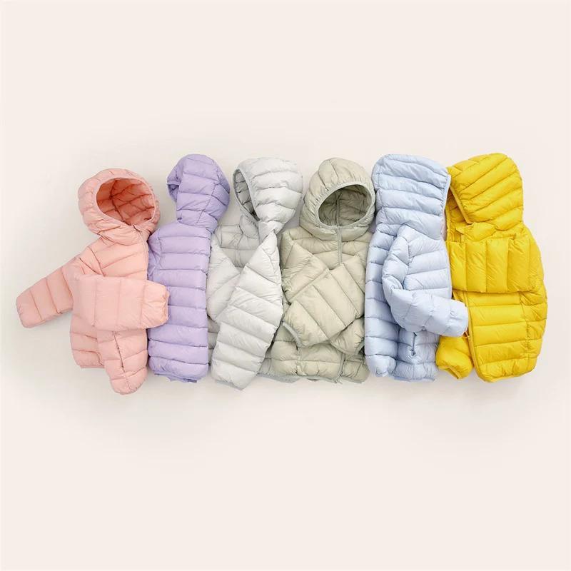 3 -13Y Children White Duck Down Boys Jacket Thickened  Kids Coat for Girl Winter Casual Candy Color Warm Hooded Clothes