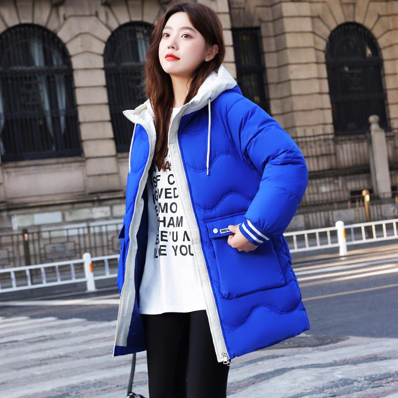 New Cotton-padded Women's Long Loose Hooded Cotton-padded Jacket Winter Students Plus Size Bread Coat