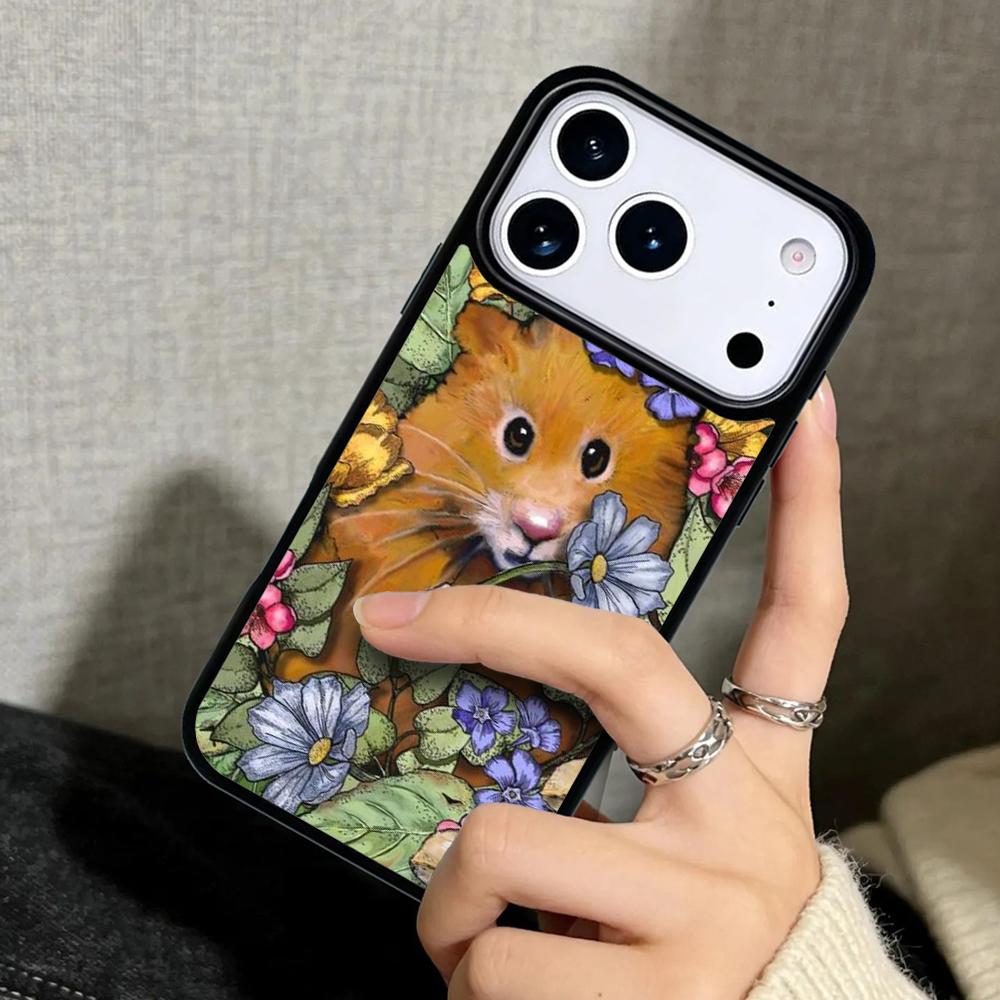 Capa Case for iPhone 17 Air 16 Pro Max 15 Plus 11 13 Mini 14 12 Back Phone Cover Hamster Art