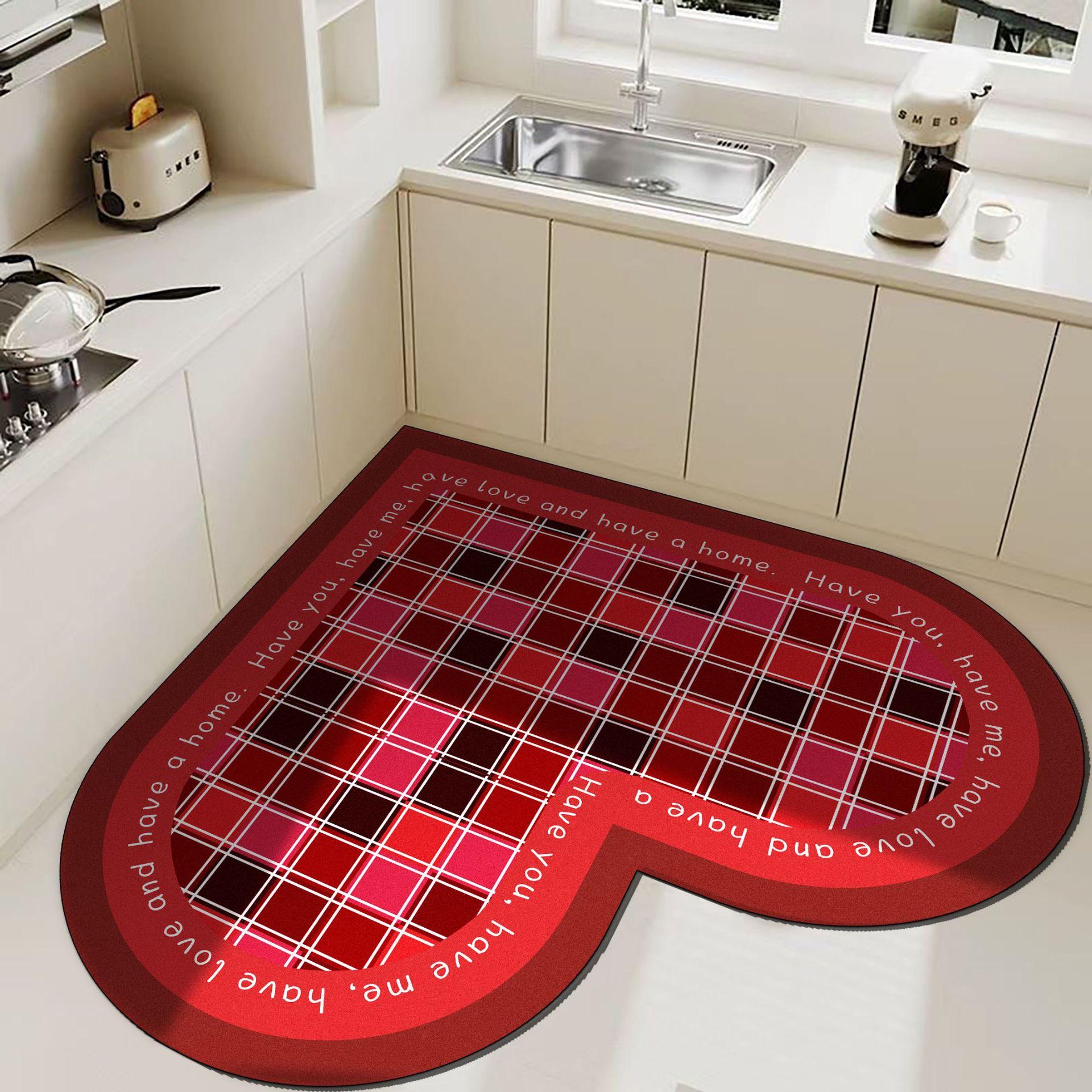 

Lazy Corner Heart-shaped Kitchen Floor Mat Diatom Mud Home Non-slip Moisture-wicking Mat Bathroom Bathroom Door Can Wipe MATS 60*60