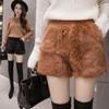 Autumn and Winter High Waist Slim Thick Fur Warm Shorts for Women Outer Wear Elastic Imitation Mink Knitted Casual Pants Bottoming Boot Pants