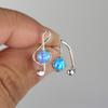 European and American fashion platinum blue opal music note stud earrings simple mini ins Internet celebrity style earrings earrings