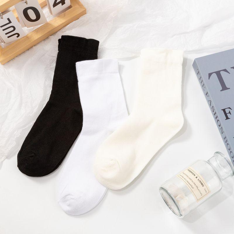 10 Paar weiße Frotteesocken, Damen Mid-Calf Baumwollsocken, Trendige Frühlings- und Herbststile, Sommer Lockere Mondkuchen Lange Socken, Herbst und Winter