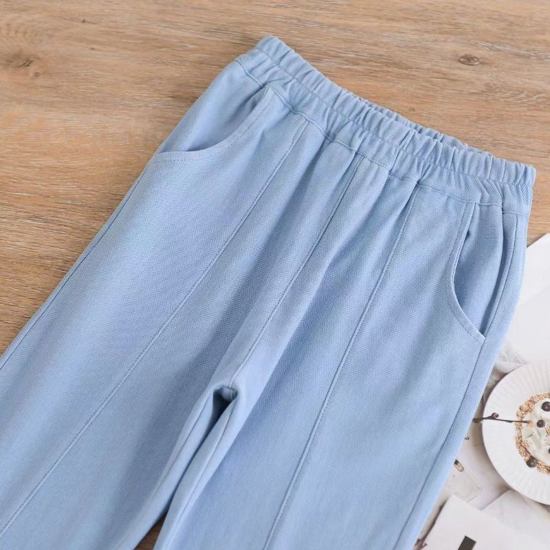 Girls' Pants Summer Thin Flared Pants Elastic Split Jeans