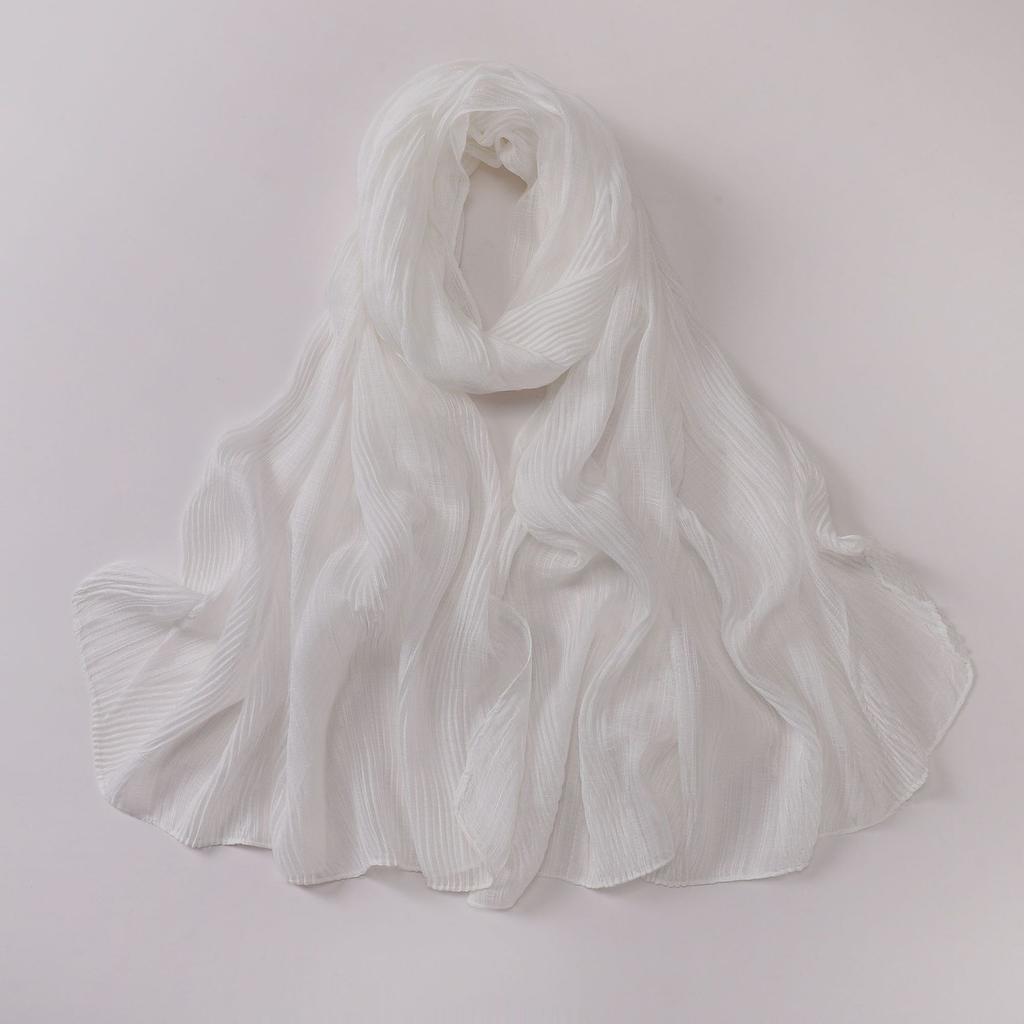 New Arrival Crinkle Chiffon Hijabs for Women Muslim Ramadan Headscarf Solid Striped Party Shawls Fashion Jersey Versatile Wrap