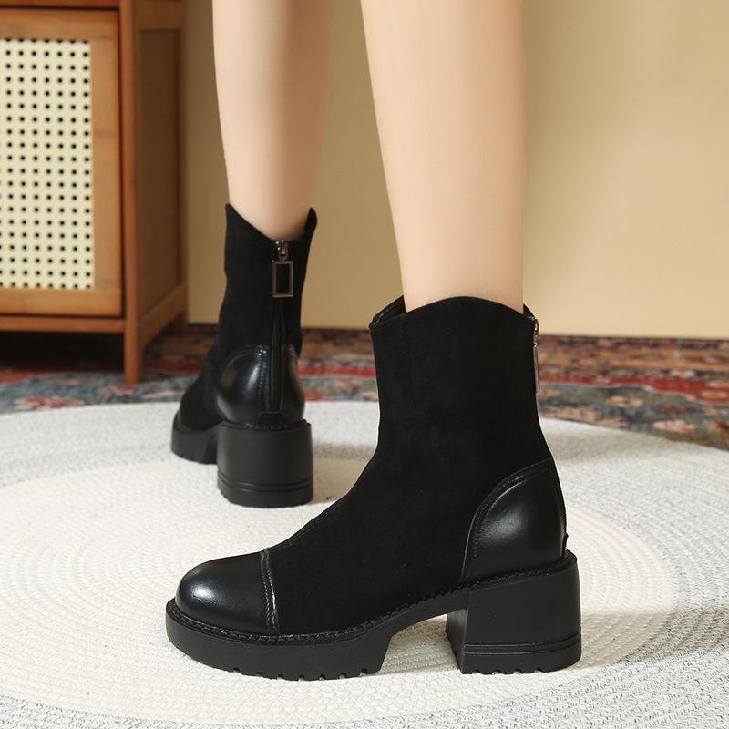

Coarse Heel Sweet Cool Spring and Autumn European Platform Short Boots Women s Autumn and Winter High Heels Brown Small 2025 Early Autumn Martin Boots 40
