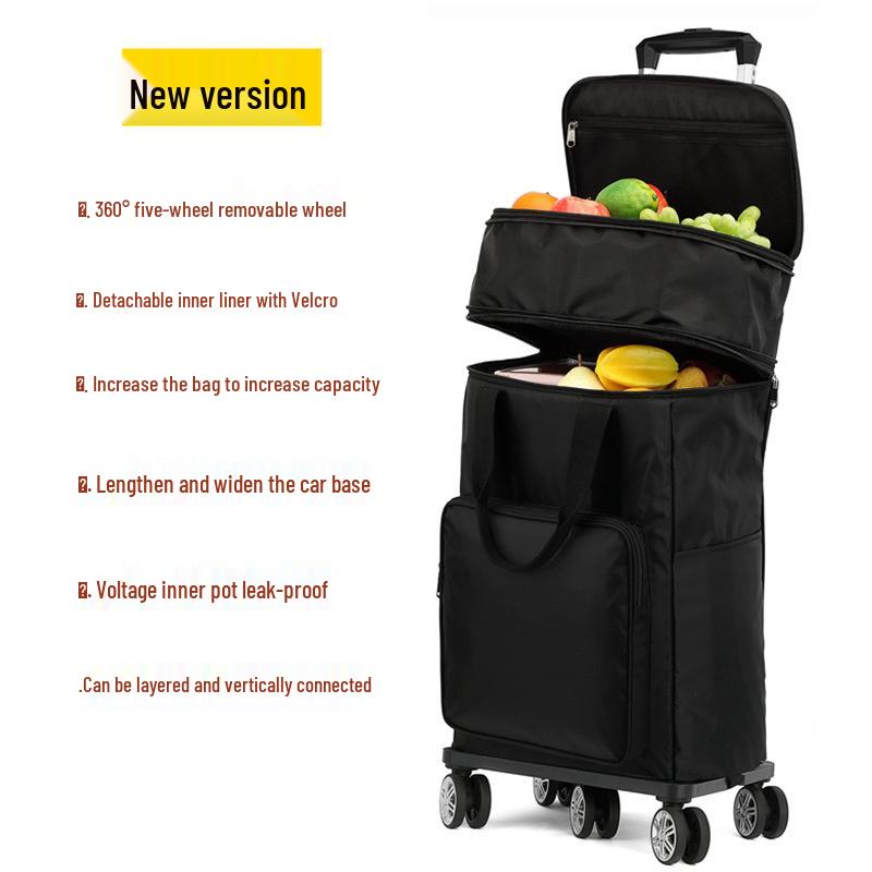 Carrello della spesa pieghevole leggero con manico telescopico e ruote universali per generi alimentari e campeggio