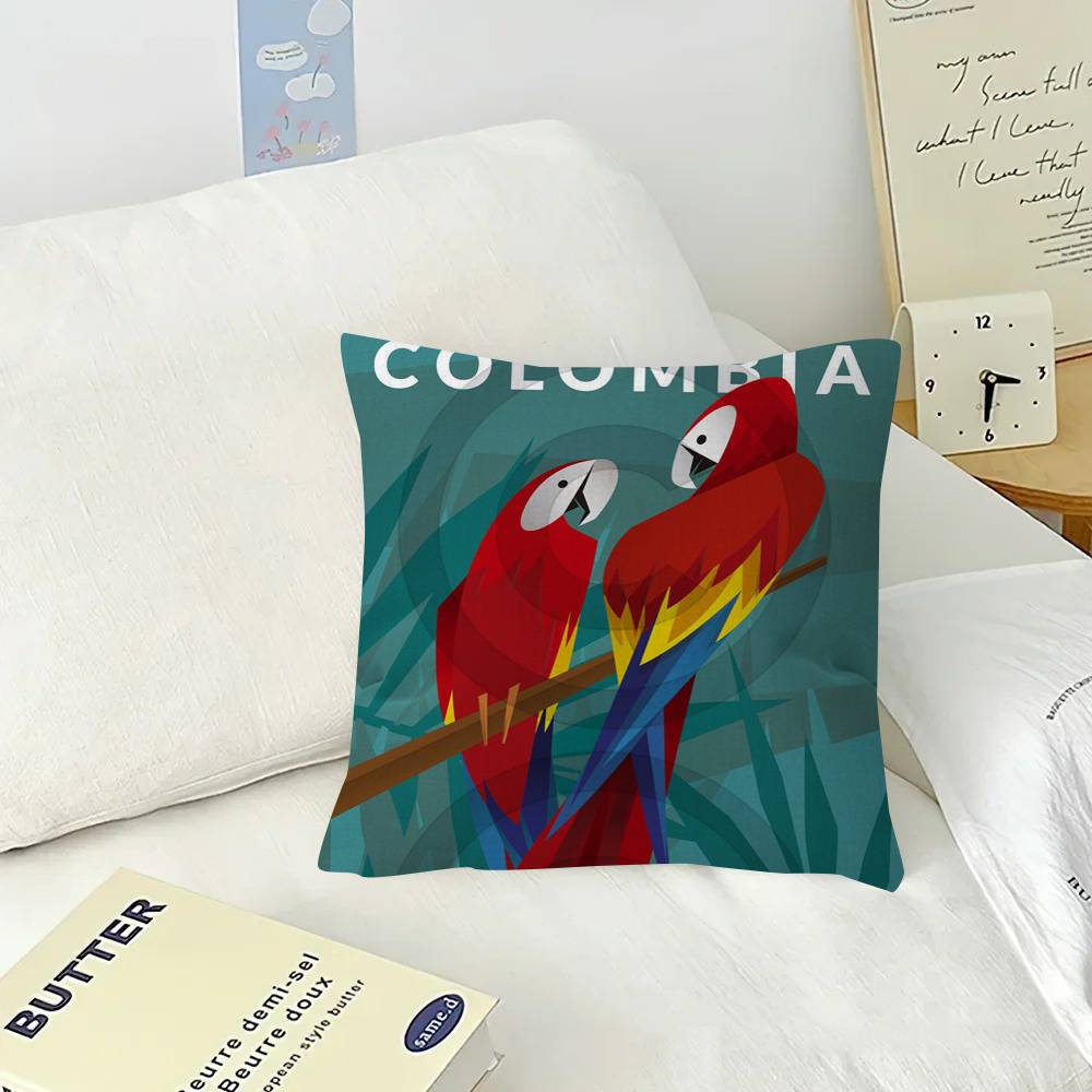 Vintage Landscape Colombia   Pillow Covers Cartoon Sofa Decorative Home Double-sided Printing Short Plush Cute Cushion Cover