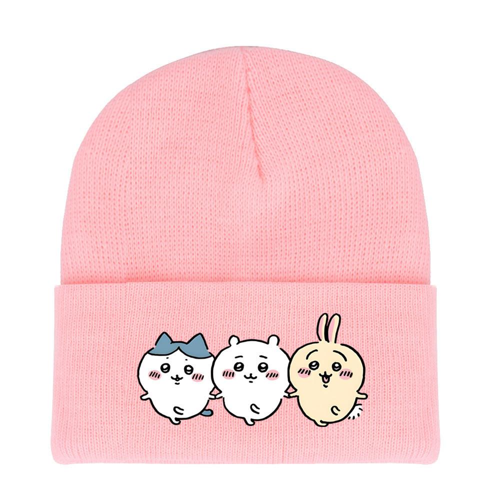 Usagi Chiikawa Round Top Dopamine Print Knit Hat For Animation Enthusiasts