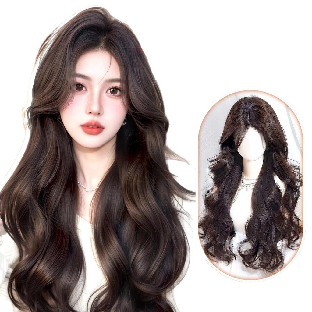 Women's Full Head Cover Wig - Middle Part, Voluminous Big Waves, Long Curly Style