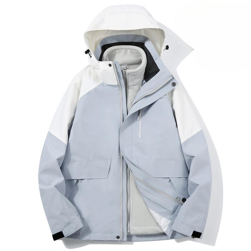 

Jacket Women s Three-in-one Detachable Two-piece Suit Plus Velvet Padded Outdoor Windproof and Waterproof Mountaineering Coat 3XL