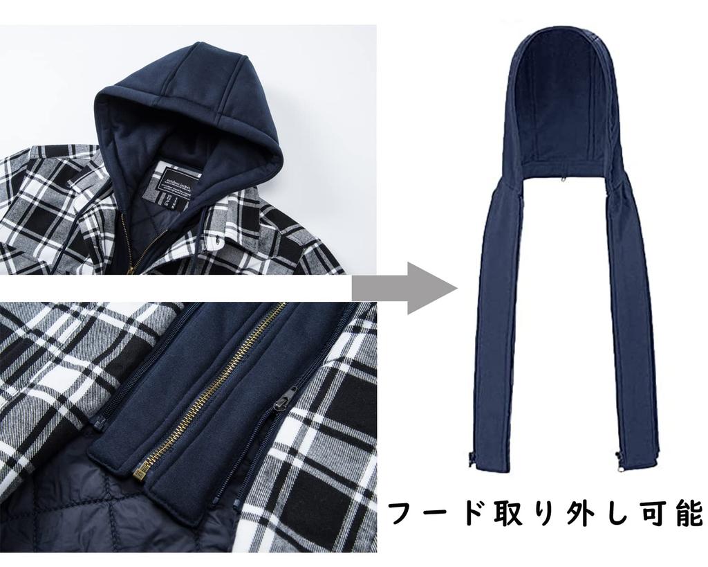 KEFITEVD Large Cold Weather Hooded Long Check Loose Motorcycle XL Men's Jacket, Size, Rider's Jacket, Windproof, Pockets, Shirt, Sleeve, Pattern, Fit,