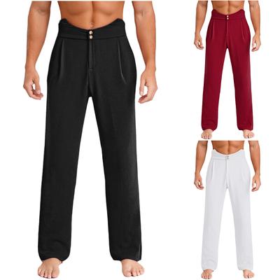Herren Latein Ballett Tanz Lange Hose Rückseitiges Gummiband Seitentaschen Lockere Gerade Hose Rumba Tanzbekleidung