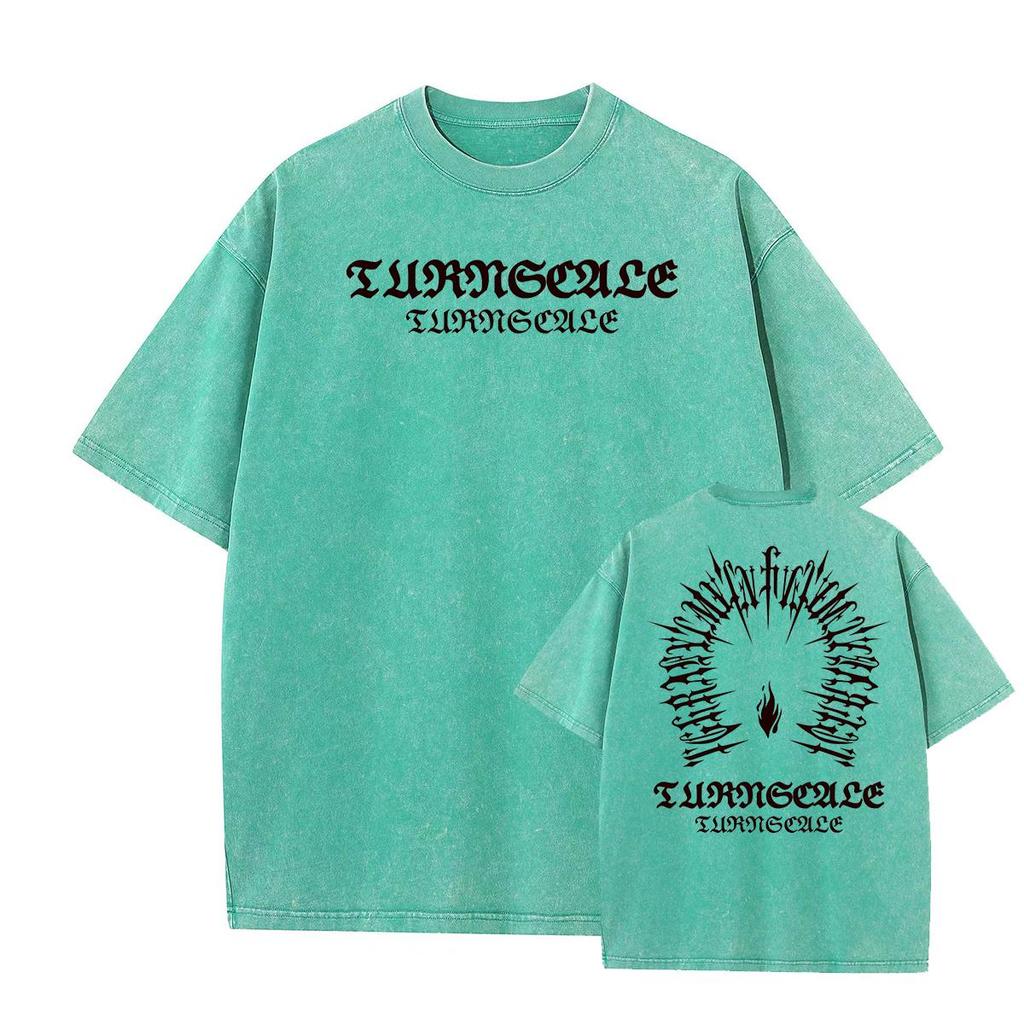 2026 100% Cotton Acid Washed Vintage Short Sleeve T Shirt Front and Back Printing Streetwear HipHop Harajuku Oversized T Shirts