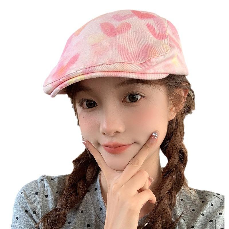 Sheein Hat Industry Smudged Love Forward Hat Women's Casual Versatile Face Showing Little Beret Painter Newsboy Hat