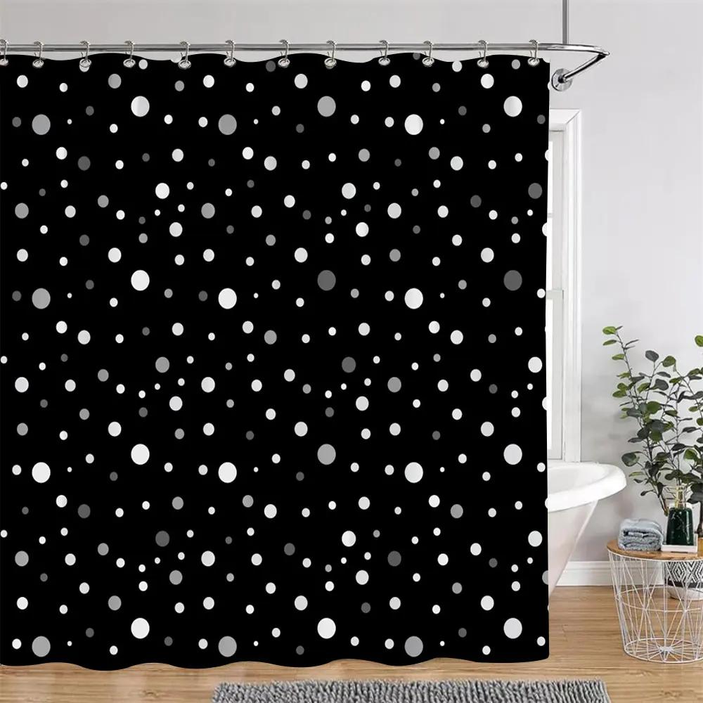 Perdea de duș cu buline, linie geometrică, colorată, culoare solidă, simplă, modernă, poliester, lavabilă, perdele de duș, decor pentru baie