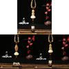 Style Car Hanging Ornament With White Lotus And Deity Symbols In Yellow Boxwood For Gift