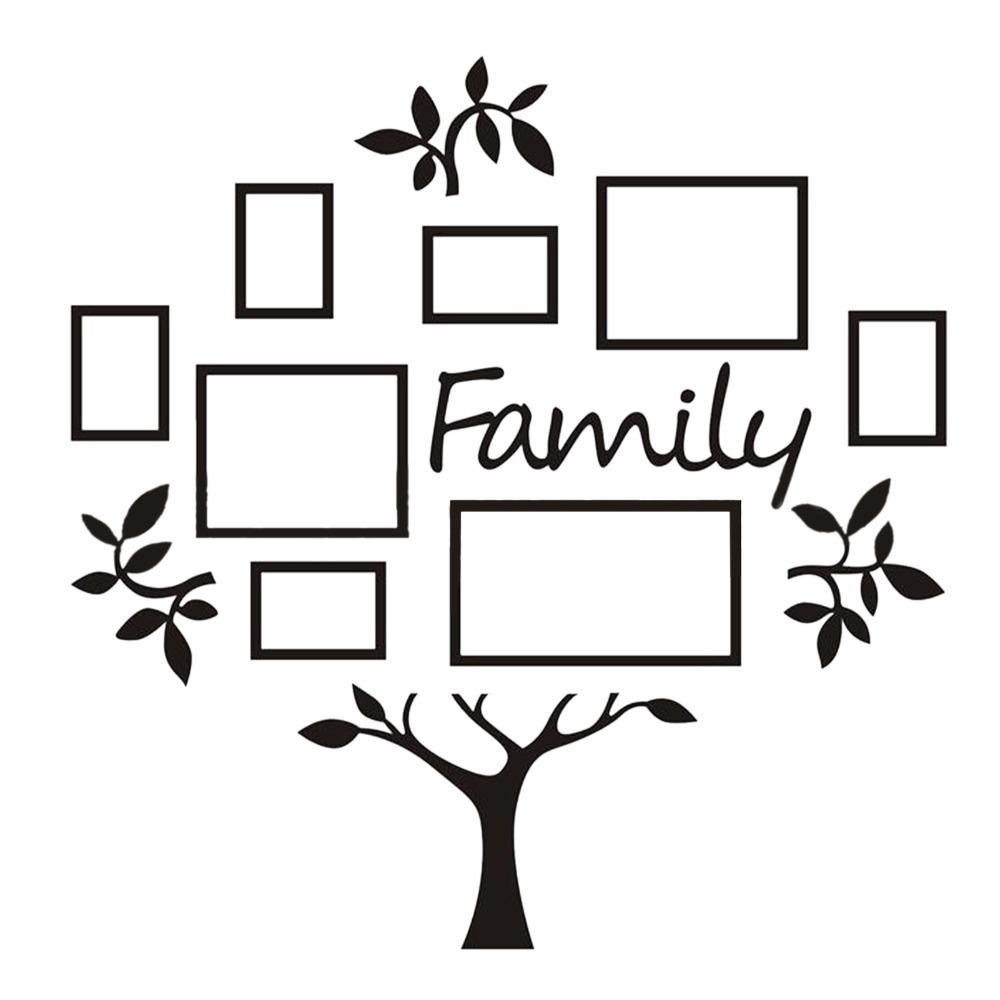 

46.1x46.9 in Wall Sticker Black 8 Frames Photo Frame Wall Sticker Family Tree Self Adhesive Family Tree Wall Sticker чорний