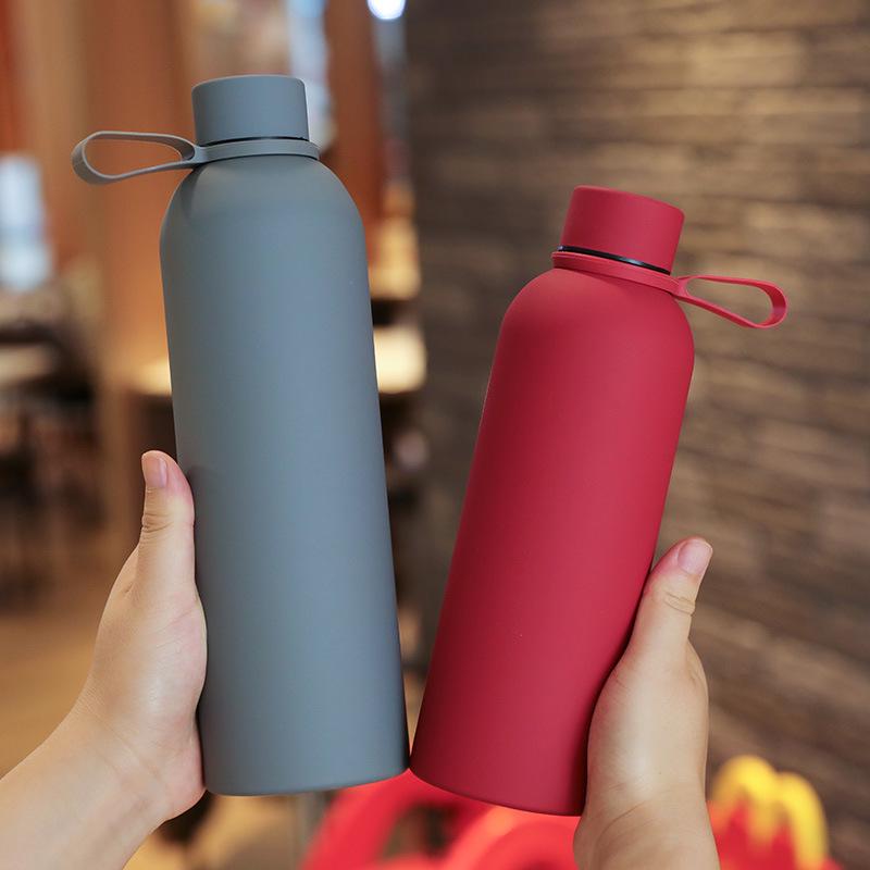 750ml Frosted Stainless Steel Sports Thermos Bottle with Narrow Mouth