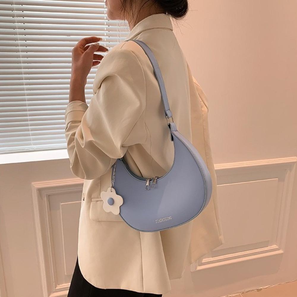 Large Capacity Flower Shoulder Bag Dumpling Shape Women Underarm Bag Half-moon Bag  Streetwear