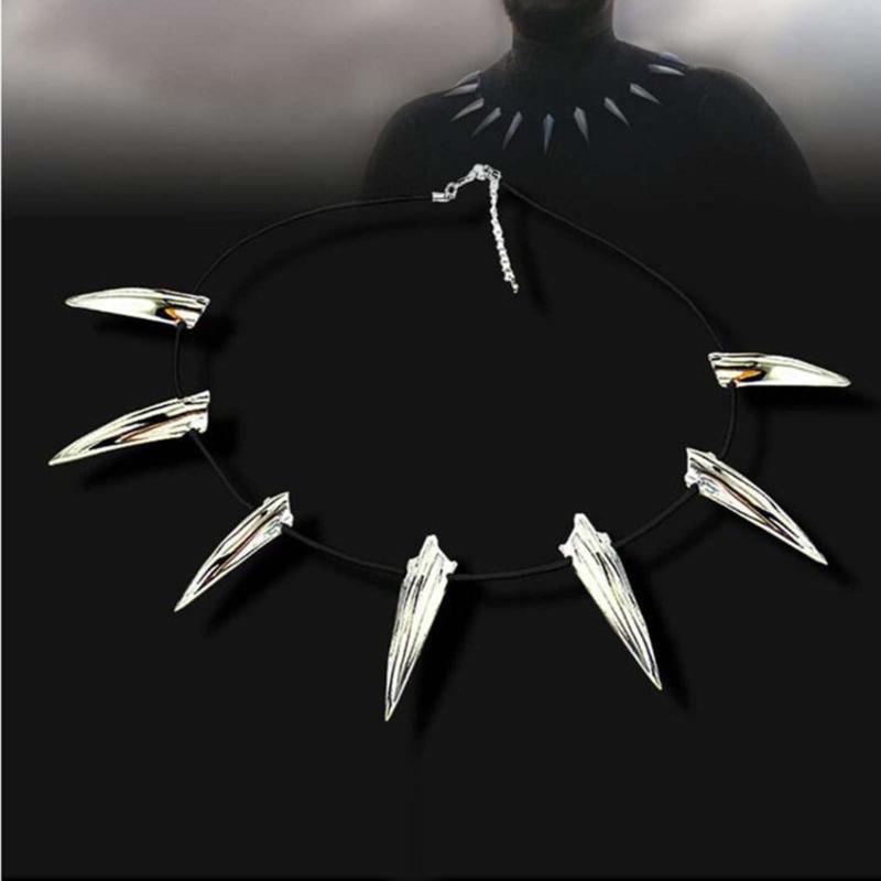 Chic Necklace for Black-Panther Cosplay Pendant Necklace Halloween Party Long Tooth Pendant Necklace Men Jewelry Gift