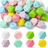 DanLingJewelry 50Pcs 17mm Hexagon Silicone Beads Large Colorful Polygonal Hexagonal Silicone Rubber Loose Beads for Pen Lanyard DIY Jewelry Making