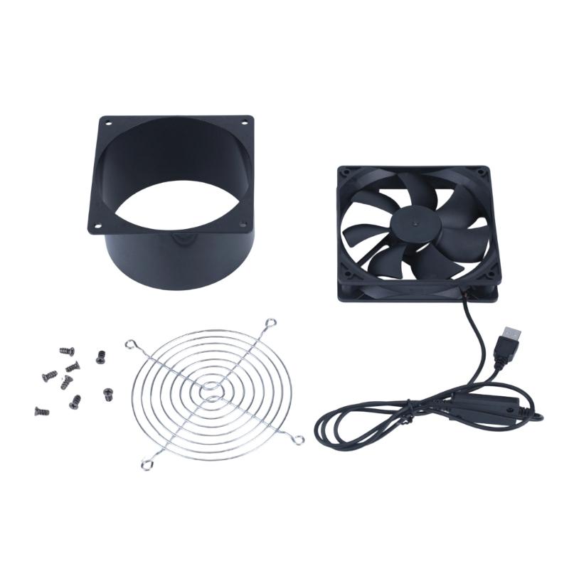 Three Speed USB Ventilation Fan, Compact Inline Exhaust Airflows for Bathroom Kitchen 3D Printer Enclosures and Greenhouse