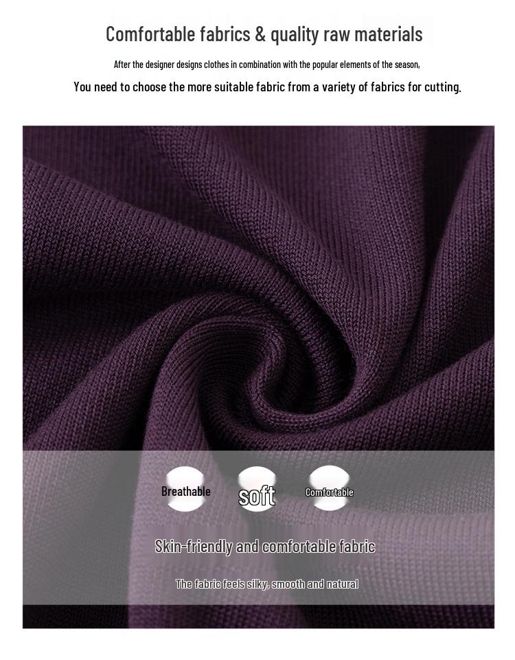 Spring-Autumn Mid-Sleeve Knit Top for Women - Loose Fit, Slimming, Solid Color Lyocell Sweater