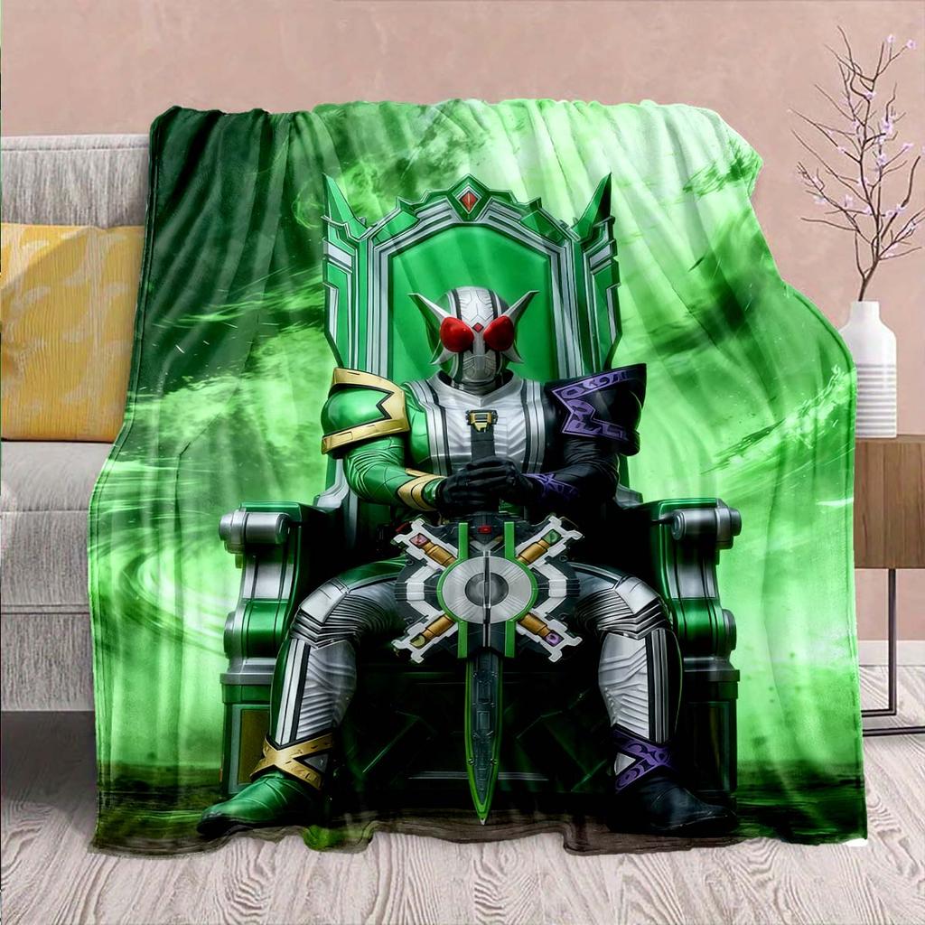 Kamen Rider Anime Flannel Blanket – Soft, Warm, Perfect for Sofas, Bedding, Camping, Travel, Office, and Home Decor – QJY