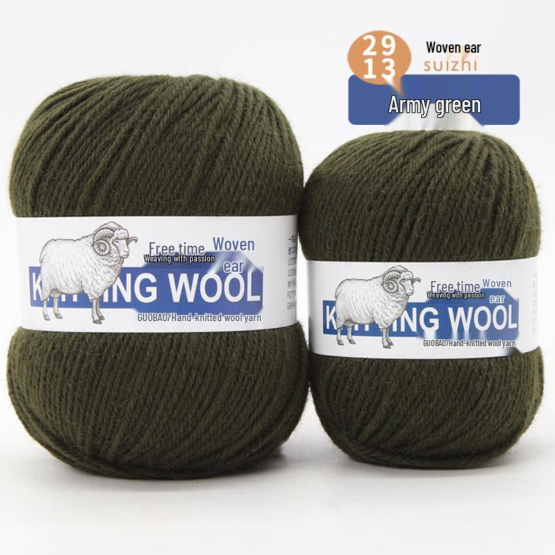 Wool Yarn Hand-Knitted Sweater Scarf Hat - Pure Color Four-Strand Yarn Ball
