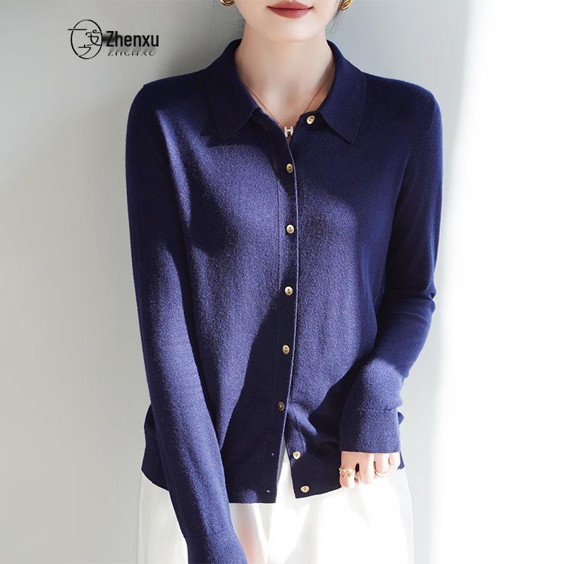 Zhenxu Women s Silk Cashmere Polo Neck Cardigan XL