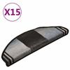 VidaXL 15x Self-Adhesive Stair Treads Stair Protector Stair Carpet Step Mats Home Non-Slip Black 322412