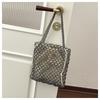 Hollow Out Design Pearl Beaded Tote Bag No Zipper with Inner Bag Square Handbag Beaded Texture Glittering Crystals PVC Beach Bag