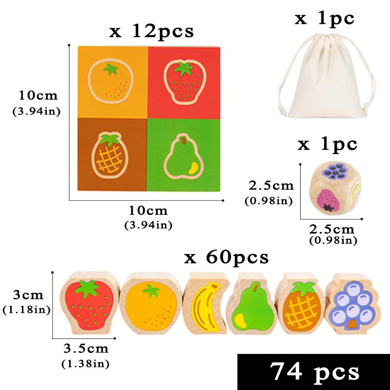 

Children Colorful Fruit Balance Stacking Building Block Toys Montessori Wooden Educational Fruit Cognition Match Kids Party Game