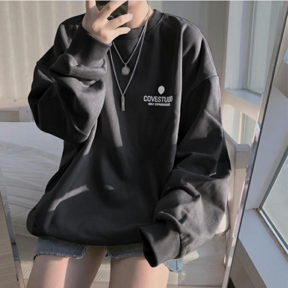 Rainer Large Size Oversized Pullover Crew Logo Loose Long Sleeve Body [Eolluka] Women's Hoodie, Sweatshirt, Neck, Top, Spring, Autumn, Winter, Fit,