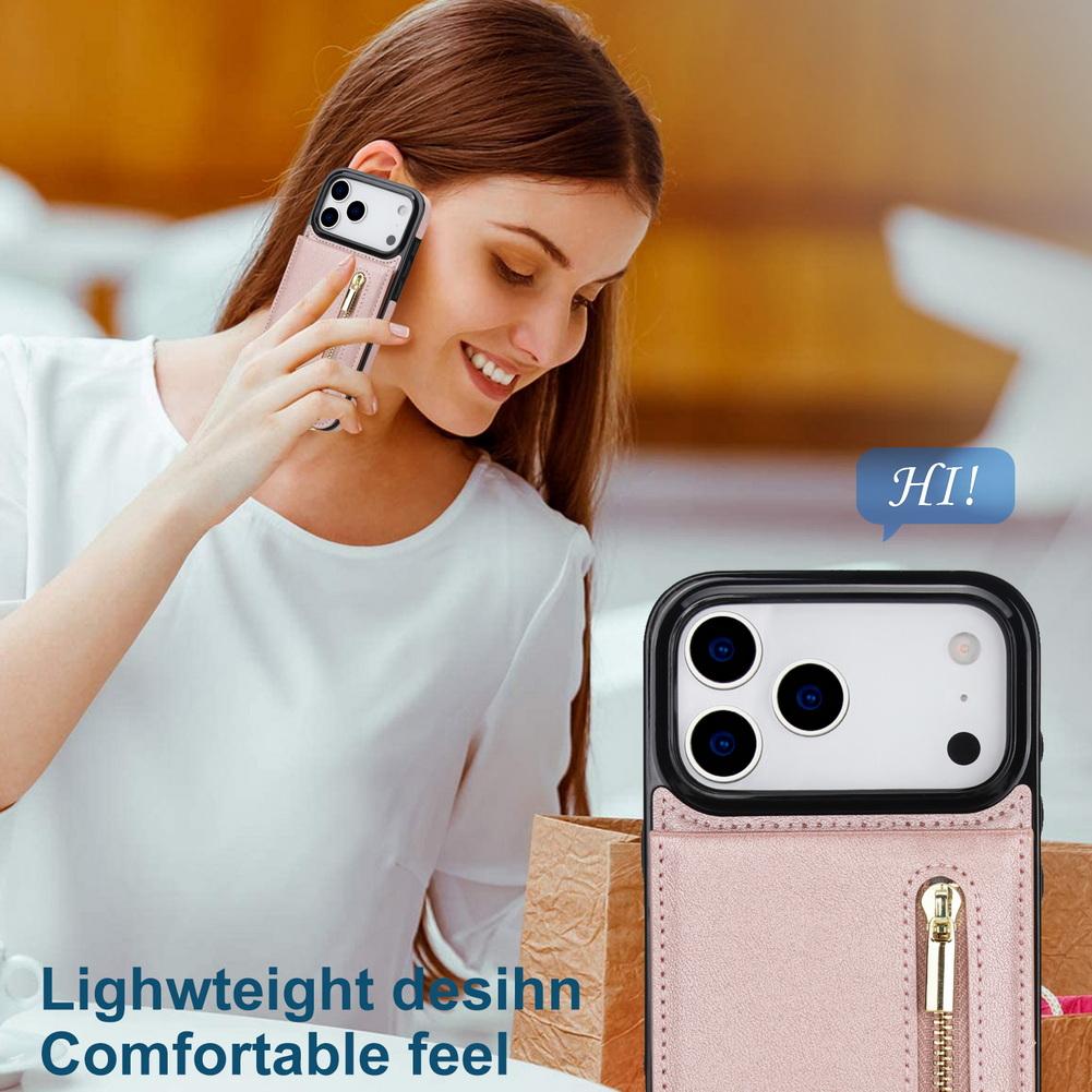 Wallet Zipper Crossbody Lanyard 4 Credit Card Slot Case For iPhone 17 Pro Max 17 Air 16e 16 1514 + 13 12 11 XR XS 8 Plus 7 Cover