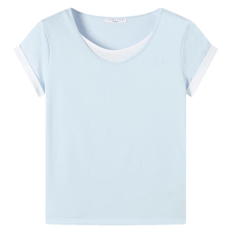 TonLion Women s Mock Two-Piece Short Sleeve T-Shirt XL