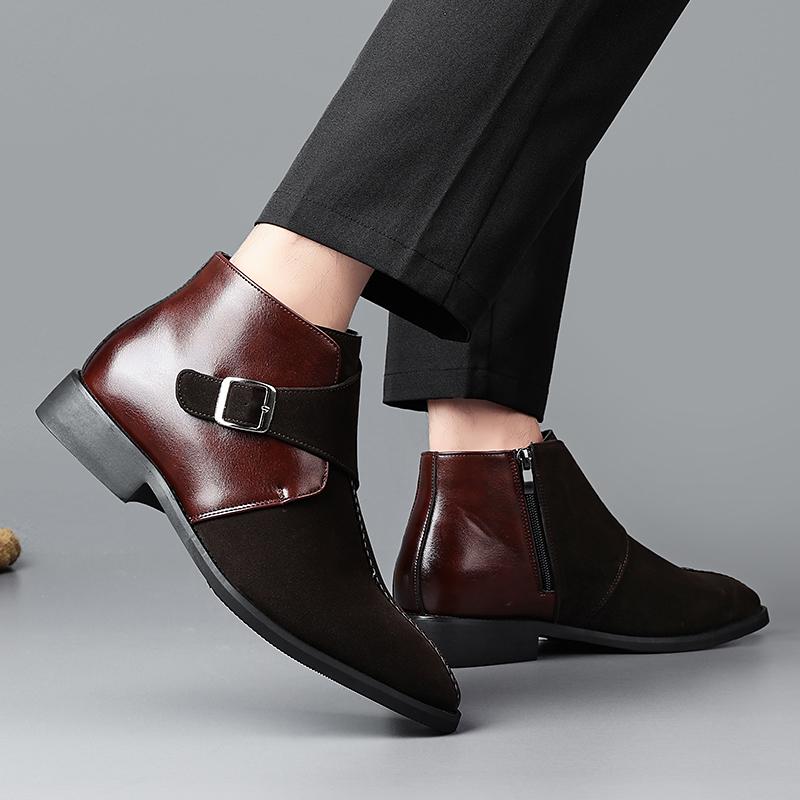 Men's Autumn and Winter Boots Casual Gentleman Style Office Fashion Party Outdoor Trendy Shoes 38-46 Color Blocked Business