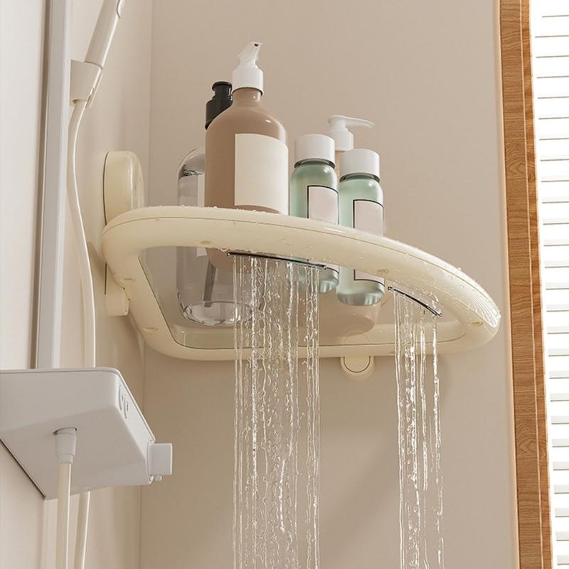 Triangle Shower Rack With Drain Holes Bathroom Wall Mounted Sturdy PET Materials Bath Organizers