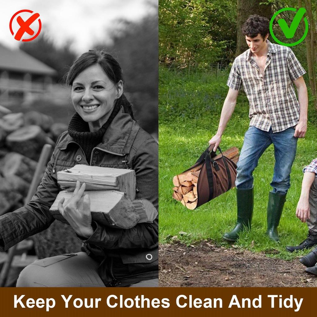For Firewood Carrier Bag with Handle Durable Wear-Resistant Fireplace Logs Holder Side Opening Wood Storage Carrying Bag