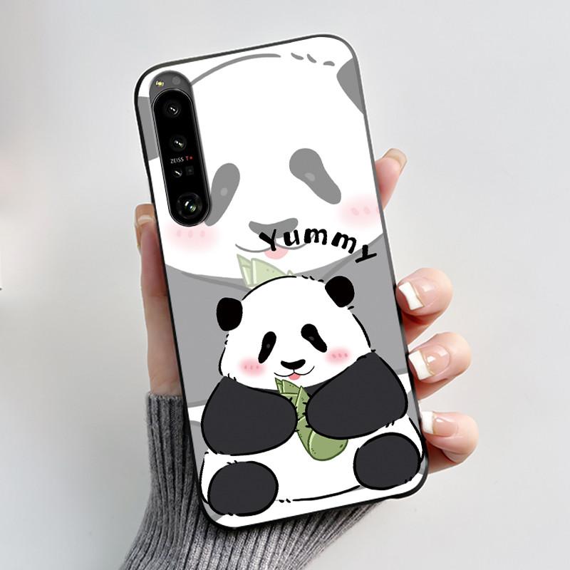 Cute Case For Sony Xperia 1 IV V II III Capa Coque Printing Shell Protective Cover Soft Silicone Cartoon Black Casing Fundas