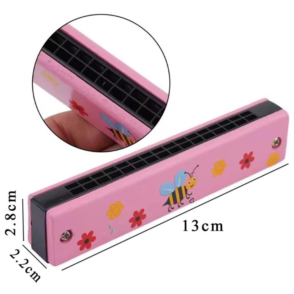 New 16 Holes Wooden Harmonica Melodic Colorful Painted Melodica Cute Cartoon Children Musical Instrument Beginners