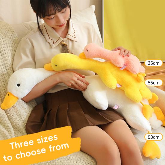 35/55/90CM Duck Stuffed Animal Toy Soft Plush Duck Sensory Plushie Squeaker Toy Christmas Development Toy Gift for