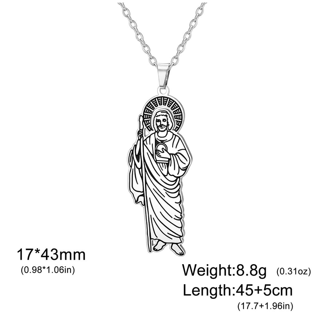 EUEAVAN Saint Jude Necklaces Stainless Steel 18K Gold Plated San Judas Tadeo Pendant Necklace Apostle of Jesus Jewelry Gift