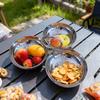 3-Compartment Stainless Steel Snack Bowl With Handle Candy Dish, Dessert Plate & Ornament For Parties, Home, Picnics, Office