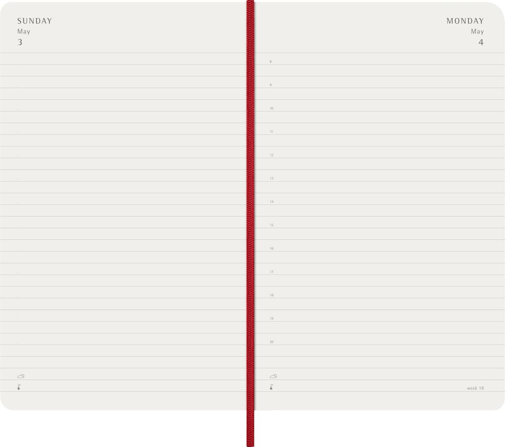 Moleskine 2026 Daily January Large Size W x 21cm Soft Scarlet DSF212DC3Y26 Planner, 12-Month Diary, Start, (13cm H), Cover, Red,