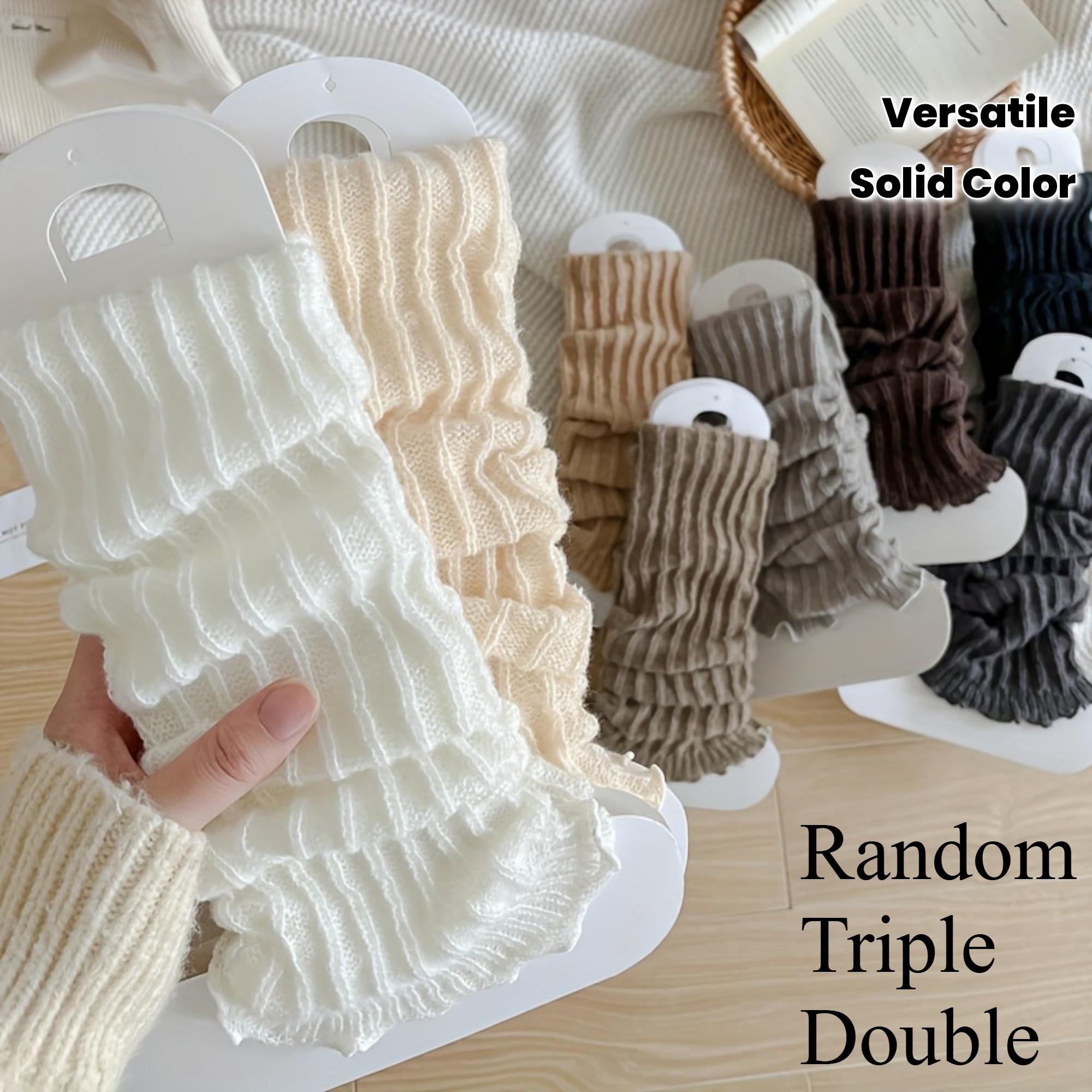 

Упаковка из 3 пар пушистых гетр до бедра для женщин - Мягкий, эластичный и теплый трикотаж из полиэстера и спандекса, шикарный корейский стиль, универсальный осенний 3pair