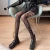 Style Fishnet Stockings Women Striped High Waist Fishnet Tights Summer Fishnet Hollow Floral Thigh High Pantyhose