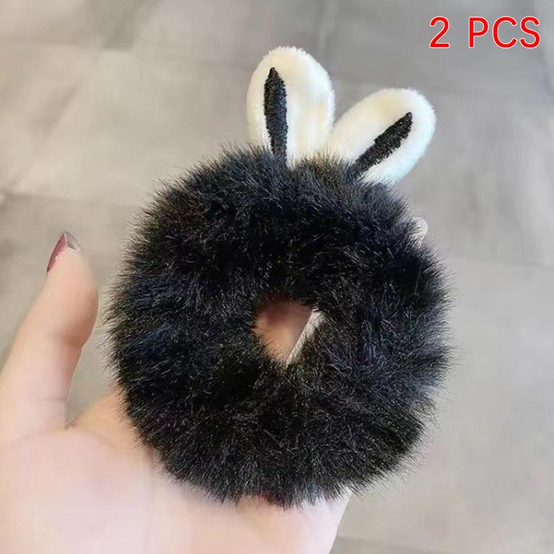 2 Stücke Niedliche Süße Hasenohren Haarseil Für Frauen Mädchen Candy Farbe Scrunchies Elastische Gummibänder Pferdeschwanz Haarschmuck