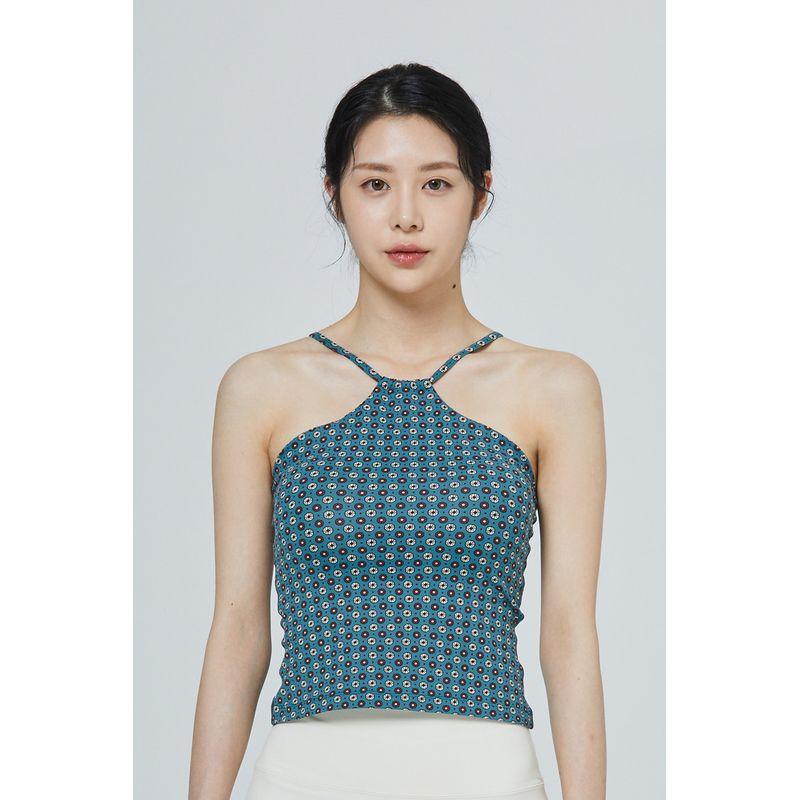 

New Arrival K-style Yoga Sports Fitness Vest Beauty Back Cross Print with Chest Pad Quick Dry Training Sling Pilates Green Circle L